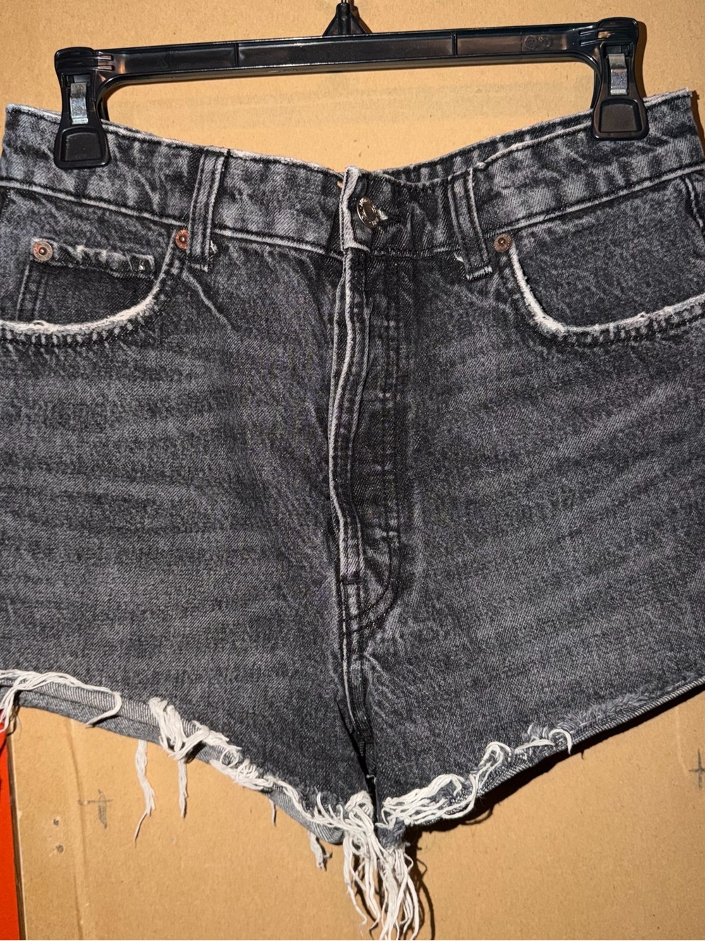 Women’s Zara Black Acid-Wash High-Rise Denim Shorts